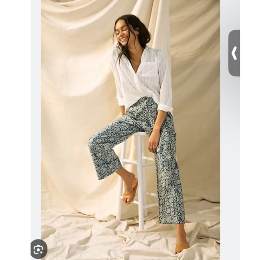 Anthropologie Let Me Be Floral Crop Pants 100% Cotton Cottagecore size s‎